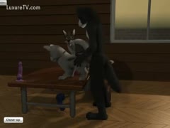 In anime, three dogs fall and become filthy.